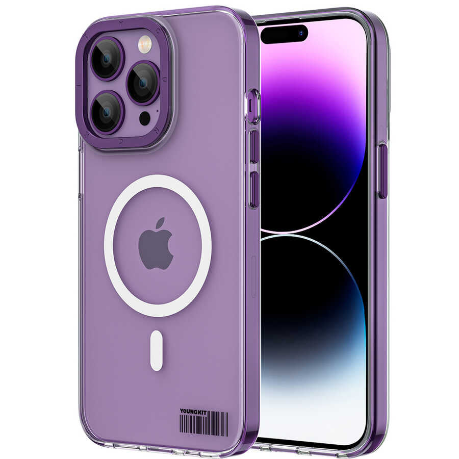 __vg|Derin Mor|0|6974750887430-01|Apple iPhone 14 Pro Max Kılıf MagSafe Şarj Özellikli Youngkit Coloured Glaze Serisi Kapak