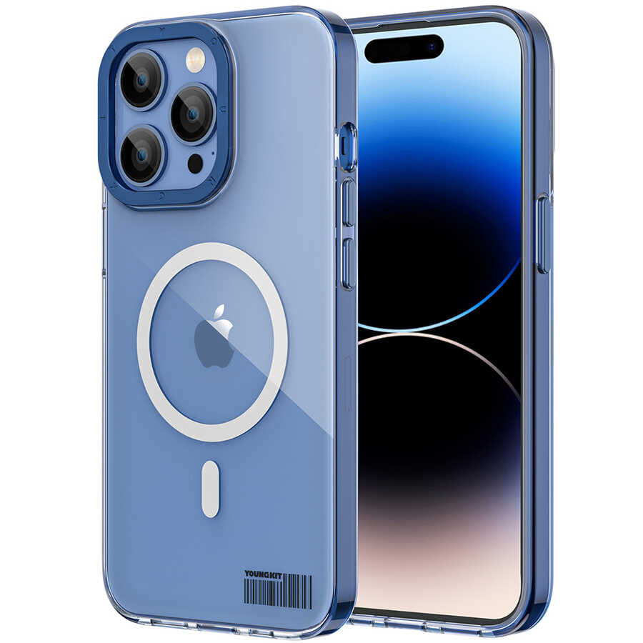 __vg|Mavi|0|6974750887478-01|Apple iPhone 14 Pro Max Kılıf MagSafe Şarj Özellikli Youngkit Coloured Glaze Serisi Kapak