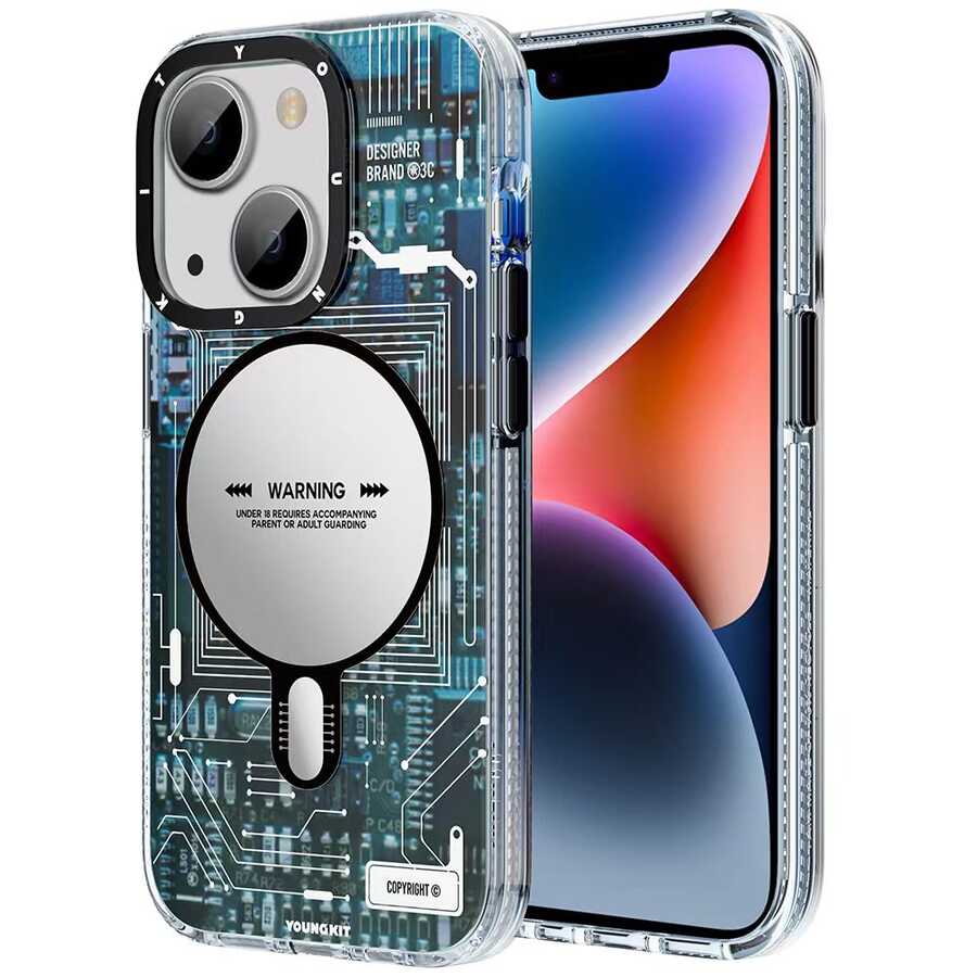 __vg|Mavi|0|6974750887768-01|Apple iPhone 13 Kılıf MagSafe Şarj Özellikli YoungKit Technology Serisi Kapak