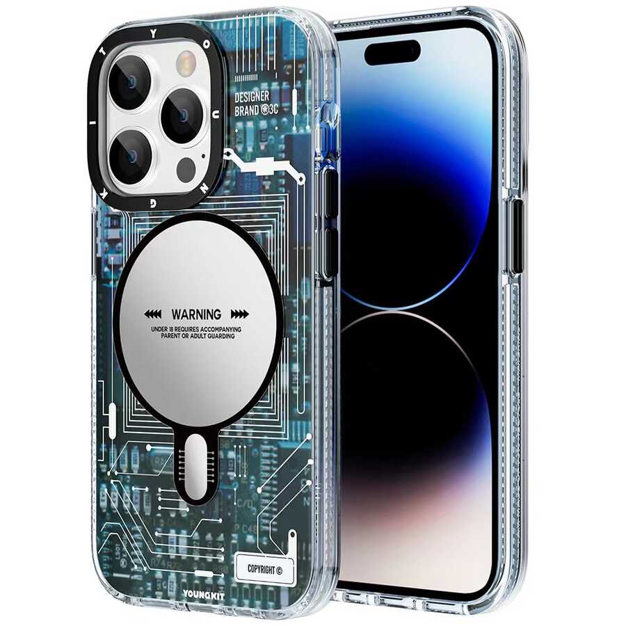__vg|Mavi|0|6974750887799-01|Apple iPhone 14 Pro Max Kılıf MagSafe Şarj Özellikli YoungKit Technology Serisi Kapak
