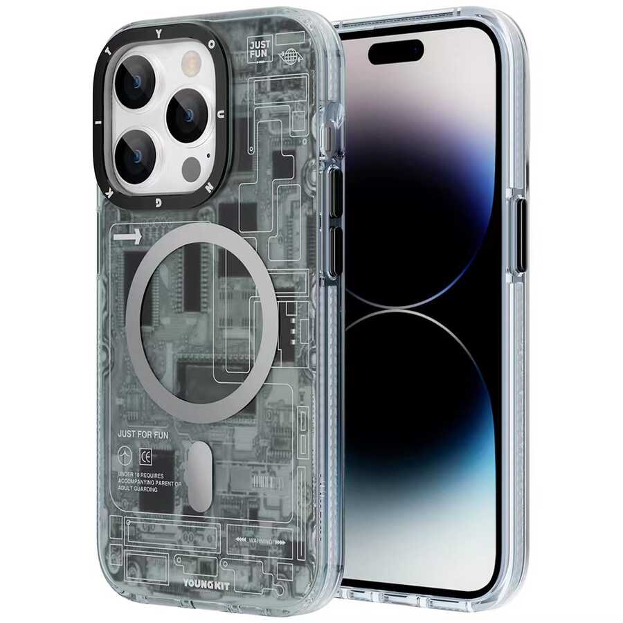 __vg|Siyah|0|6974750887874-01|Apple iPhone 14 Pro Max Kılıf MagSafe Şarj Özellikli YoungKit Technology Serisi Kapak