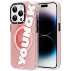 __vg|Pembe|0|6974750888253-01|Apple iPhone 14 Pro Max Kılıf MagSafe Şarj Özellikli Youngkit Binfen Serisi Yazı Temalı Kapak