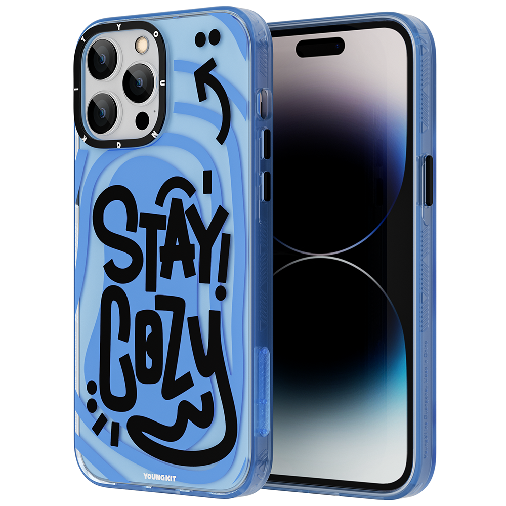 __vg|Mavi|0|6974750888789-01|Apple iPhone 14 Pro Max Kılıf Mutlu Mod Figürlü YoungKit Happy Mood Serisi Kapak
