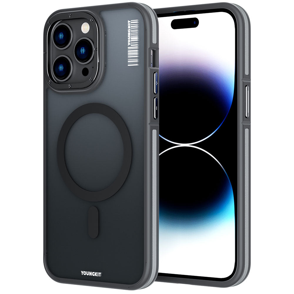 __vg|Siyah|0|6974750889816-01|Apple iPhone 14 Pro Max Kılıf MagSafe Şarj Özellikli Youngkit Rock Sand Serisi Kapak
