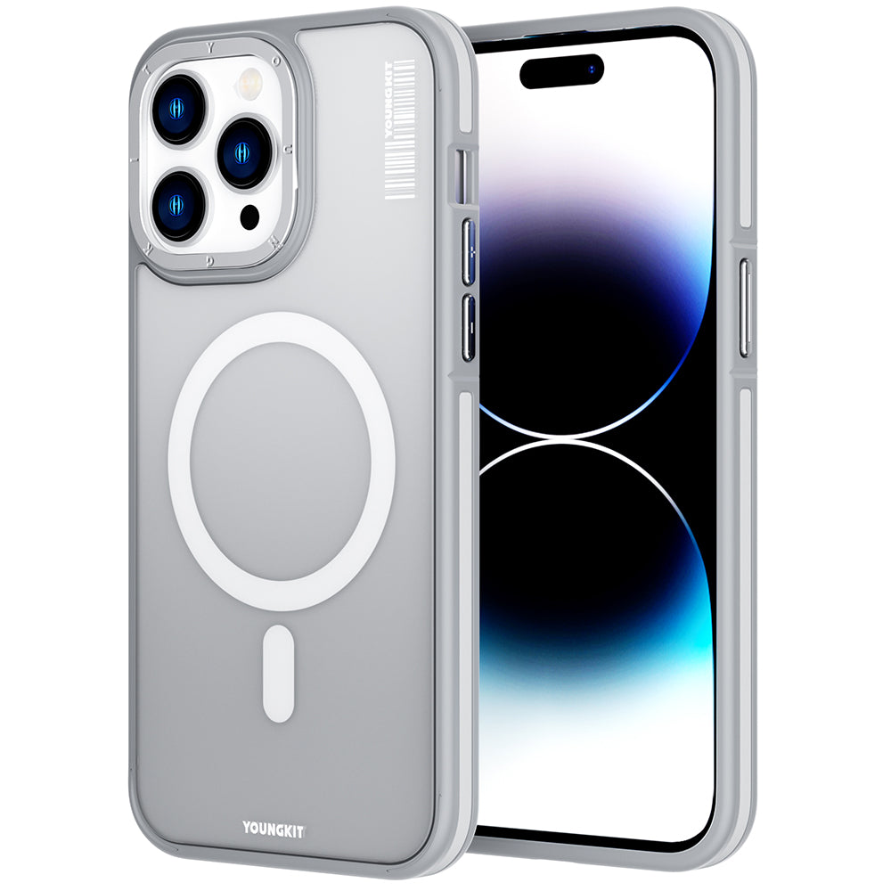 __vg|Gri|0|6974750889854-01|Apple iPhone 14 Pro Max Kılıf MagSafe Şarj Özellikli Youngkit Rock Sand Serisi Kapak