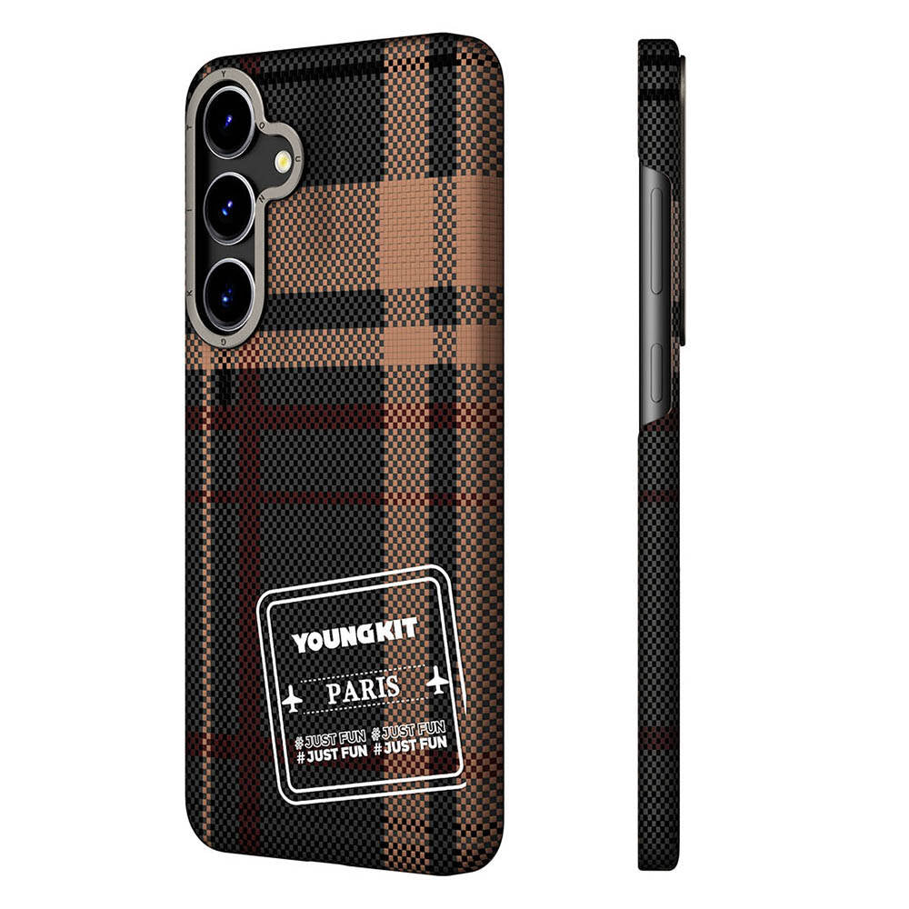 __vg|Kahverengi|0|6976245240225-01|Galaxy S24 Kılıf Ekose Desenli Youngkit Gezhi Serisi Kapak