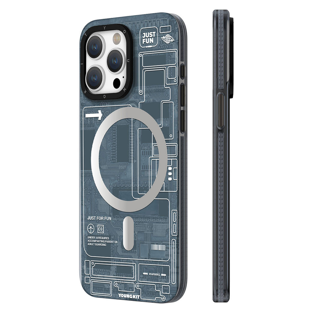 __vg|Siyah|0|6976245244445-01|Apple iPhone 15 Pro Kılıf MagSafe Şarj Özellikli YoungKit Technology Serisi Kapak