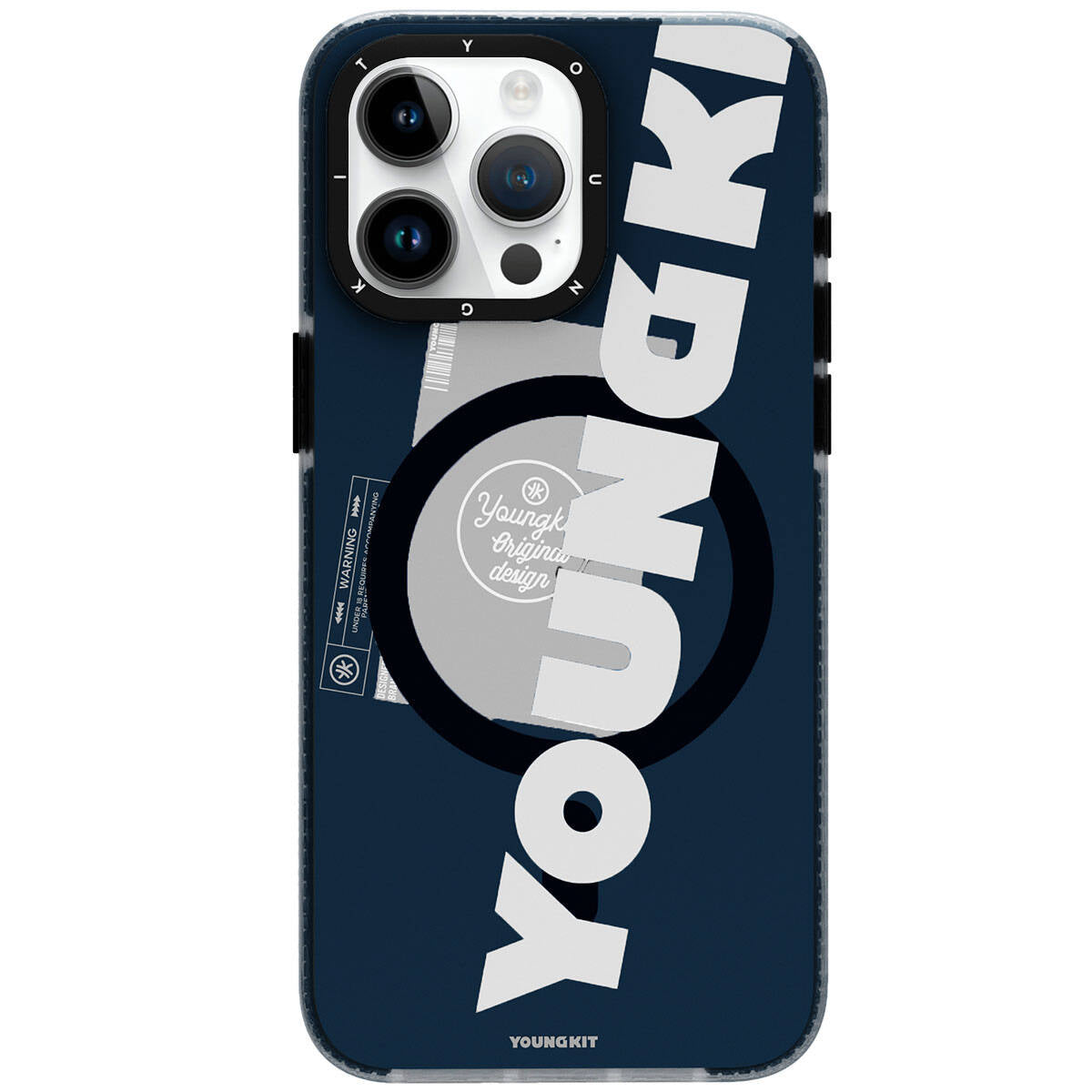 __vg|Mavi|0|6976245244810-01|Apple iPhone 15 Pro Max Kılıf MagSafe Şarj Özellikli Youngkit Binfen Serisi Yazı Temalı Kapak