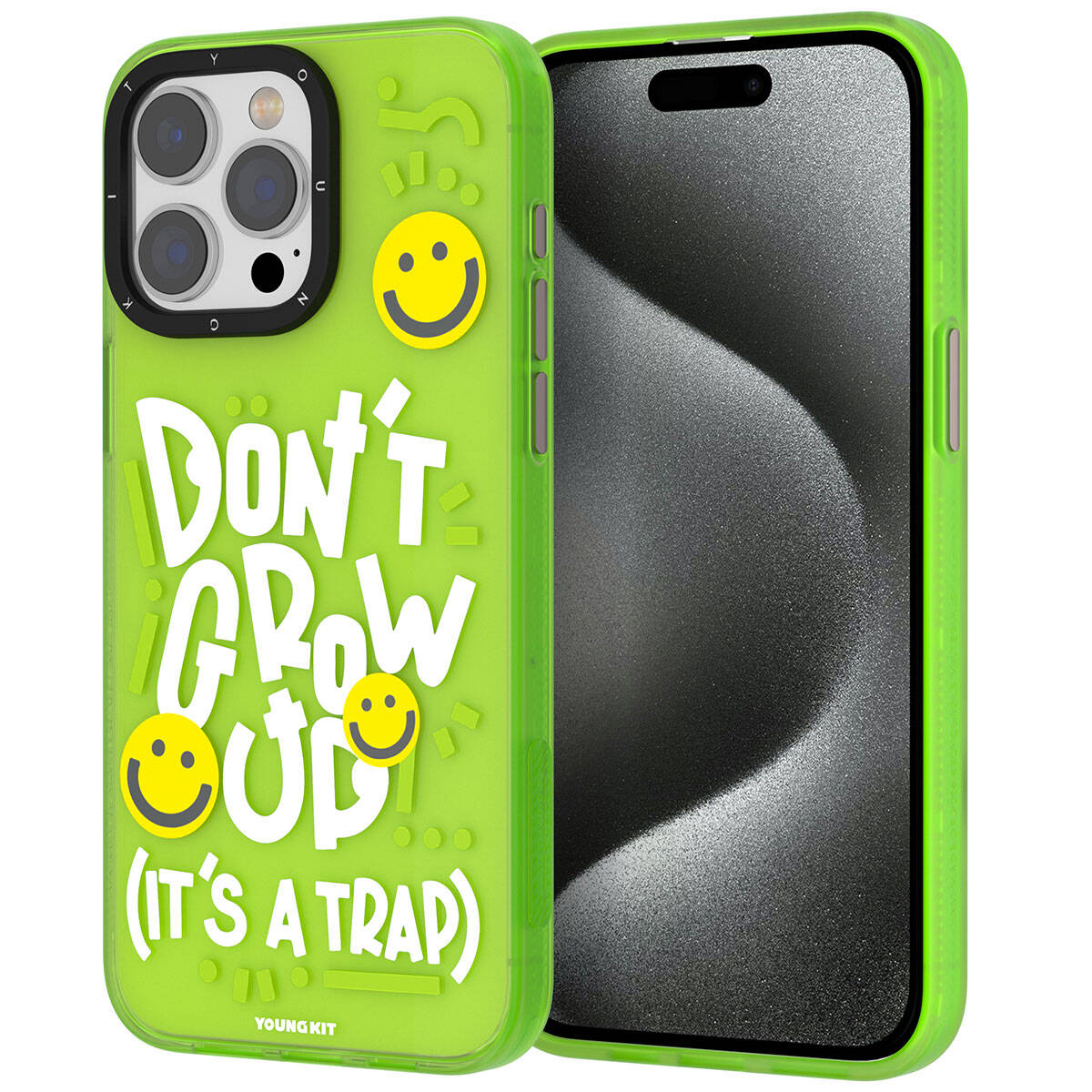 __vg|Yeşil|0|6976245245886-01|Apple iPhone 15 Pro Kılıf Desenli Youngkit Happy Hearth Serisi Kapak