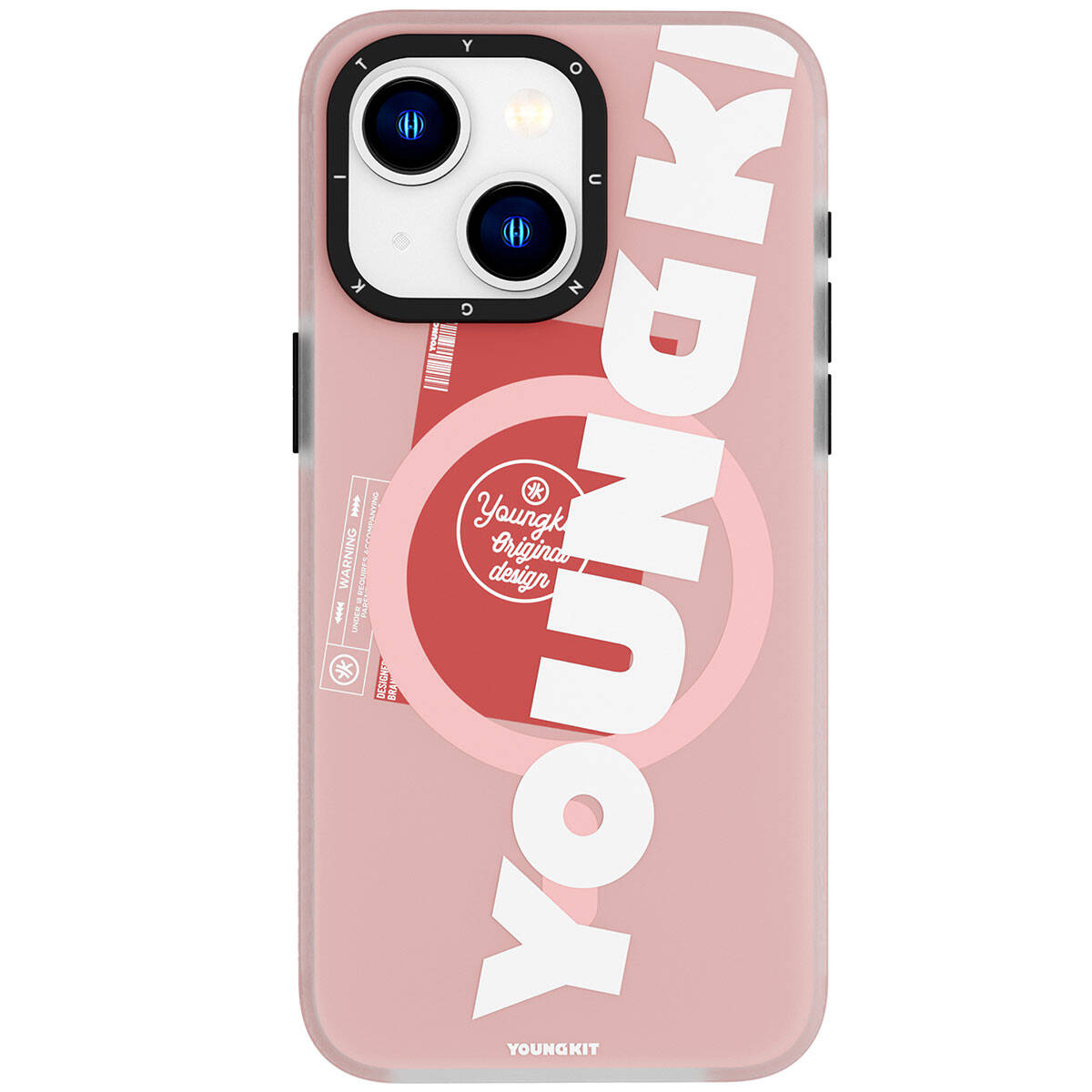 __vg|Pembe|0|6976245246104-01|Apple iPhone 15 Kılıf MagSafe Şarj Özellikli Youngkit Binfen Serisi Yazı Temalı Kapak