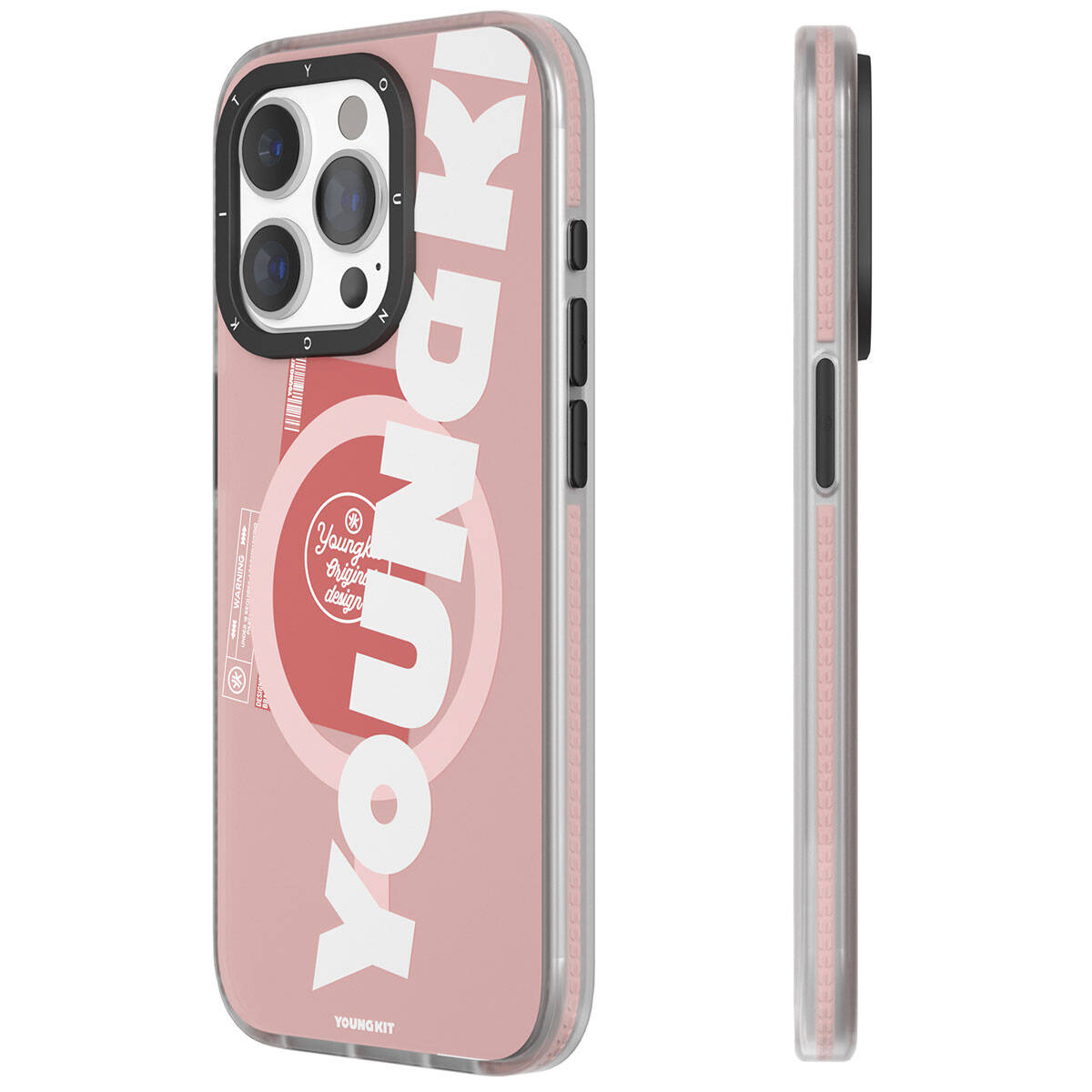 __vg|Pembe|0|6976245246135-01|Apple iPhone 15 Pro Max Kılıf MagSafe Şarj Özellikli Youngkit Binfen Serisi Yazı Temalı Kapak