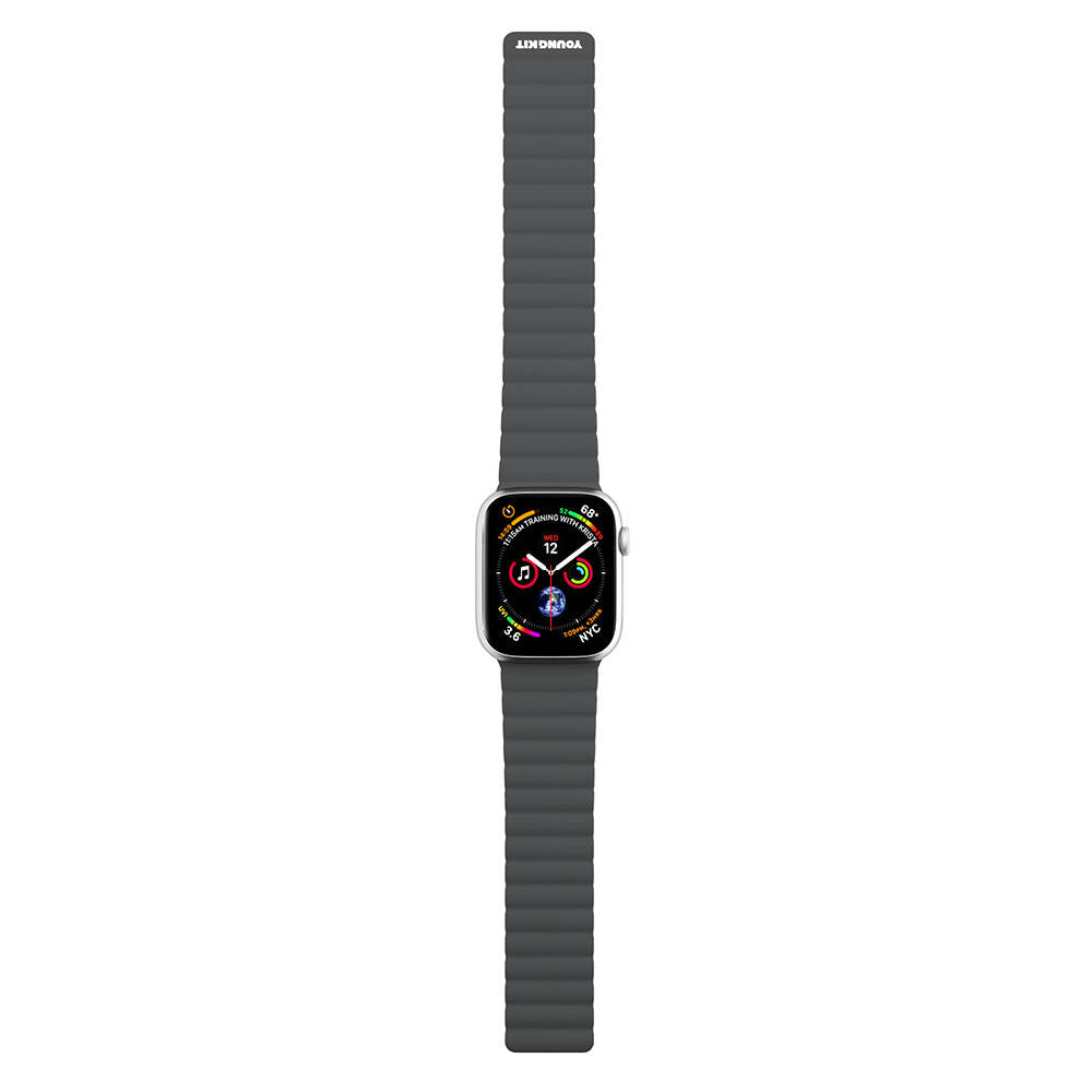 __vg|Gri|0|6976245246937-01|Apple Watch 42mm Kordon Youngkit Classical Magnetik Tak Çıkar Silikon Strap Kayış