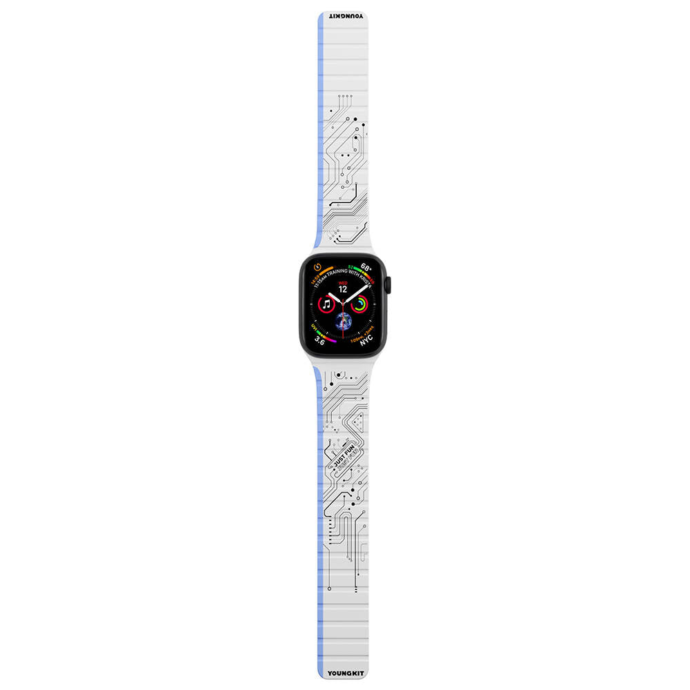 __vg|Beyaz|0|6976245246975-01|Apple Watch 44mm Kordon Youngkit Technological Magnetik Tak Çıkar Silikon Strap Kayış