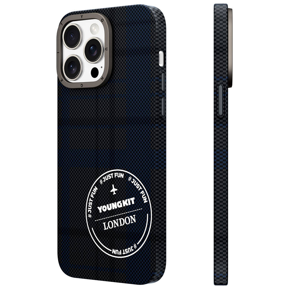 __vg|Mavi|0|6976245248603-01|Apple iPhone 14 Pro Max Kılıf Ekose Desenli Youngkit Gezhi Serisi Kapak