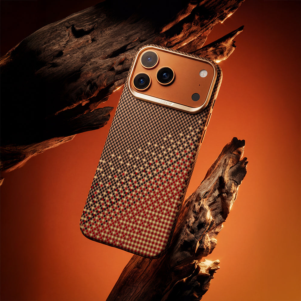 __vg|Kahverengi|3|6978373651003-04|Apple iPhone 17 Pro Max Kılıf MagSafe Şarj Özellikli Raptic Aramid Skin Serenity Serisi Karbon Kapak