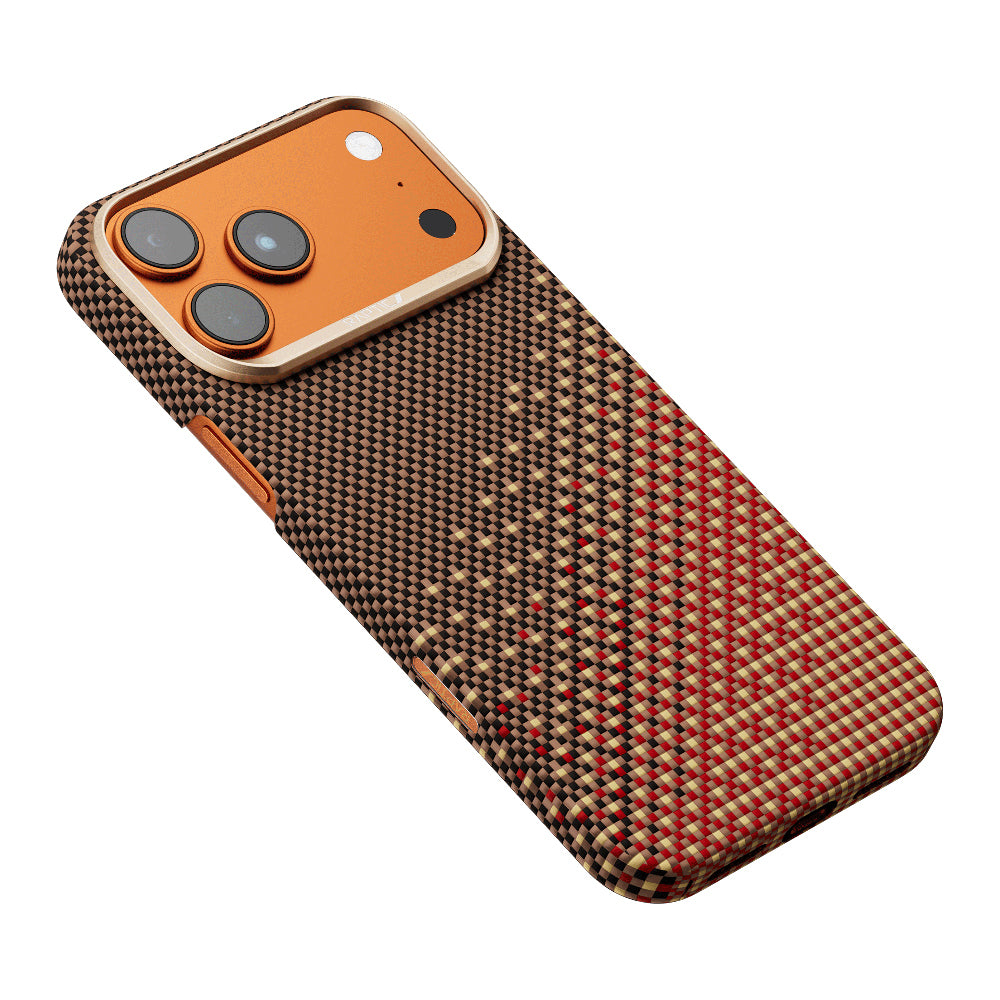 __vg|Kahverengi|4|6978373651003-05|Apple iPhone 17 Pro Max Kılıf MagSafe Şarj Özellikli Raptic Aramid Skin Serenity Serisi Karbon Kapak