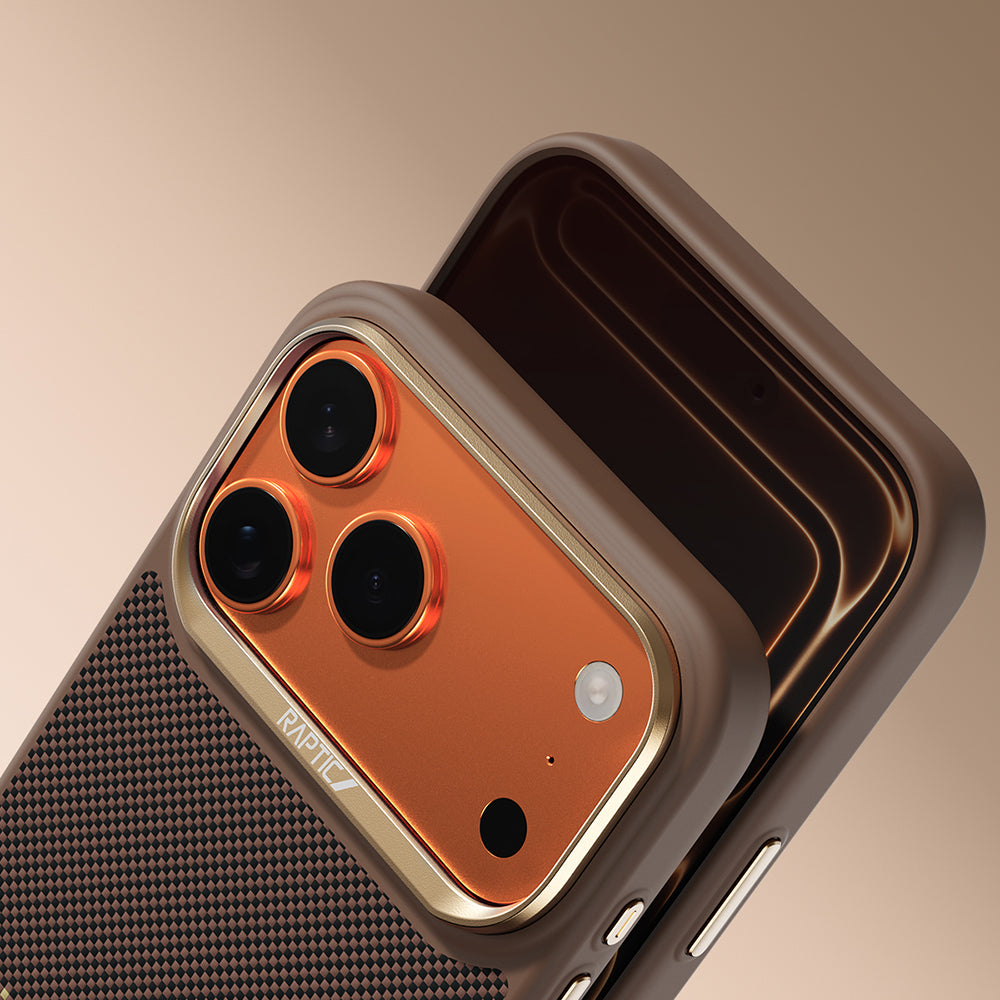 __vg|Kahverengi|2|6978373651379-03|Apple iPhone 17 Pro Max Kılıf MagSafe Şarj Özellikli Raptic Aramid Dual Serenity Serisi Karbon Kapak