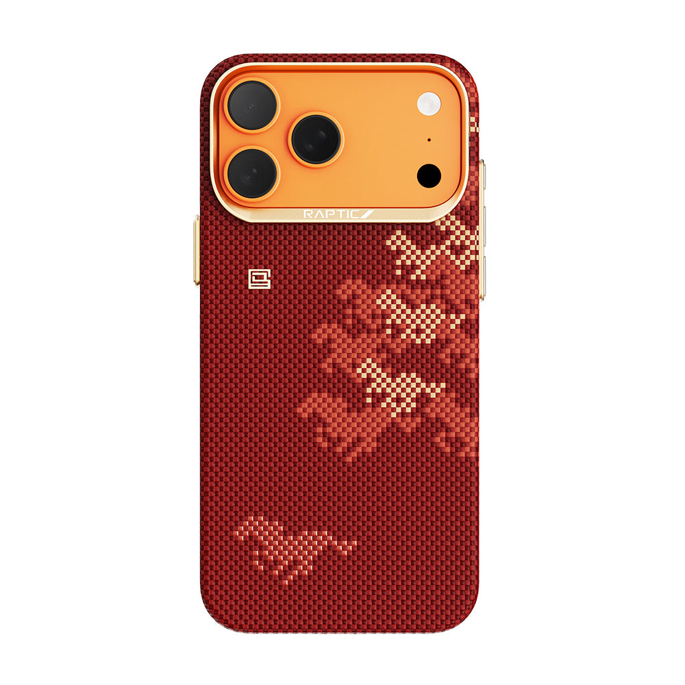 __vg|Kırmızı|0|6978373651645-01|Apple iPhone 17 Pro Max Kılıf MagSafe Şarj Özellikli Raptic Aramid Skin Chivalry Serisi Karbon Kapak
