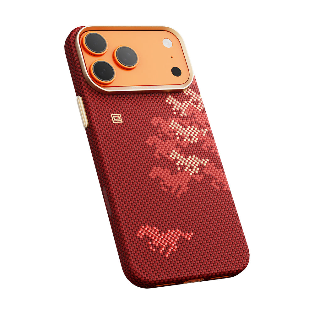 __vg|Kırmızı|3|6978373651645-04|Apple iPhone 17 Pro Max Kılıf MagSafe Şarj Özellikli Raptic Aramid Skin Chivalry Serisi Karbon Kapak