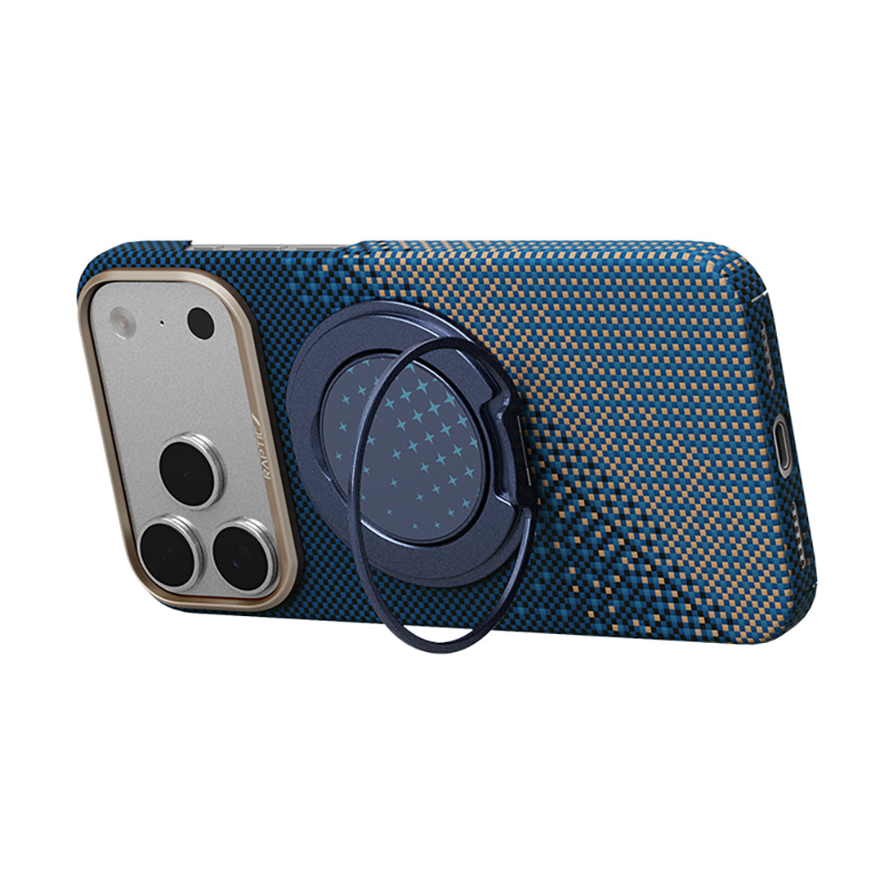 __vg|Lacivert|2|6978373651782-03|Apple iPhone 17 Pro Max Kılıf Raptic 2in1 Bundle Kit Aramid Skin Serenity Serisi Stand ve Karbon Kapak