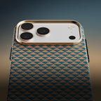 __vg|Gold-Mavi|5|6978373651799-06|Apple iPhone 17 Pro Max Kılıf Raptic 2in1 Bundle Kit Aramid Skin Destiny Serisi Stand ve Karbon Kapak