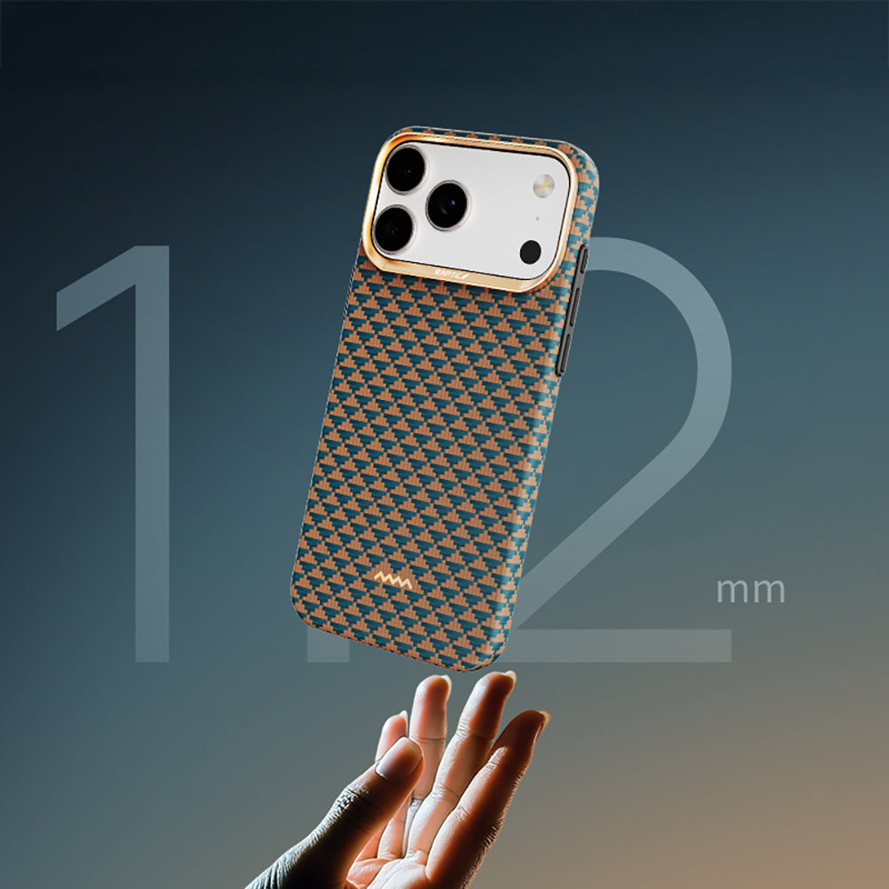 __vg|Gold-Mavi|8|6978373651799-09|Apple iPhone 17 Pro Max Kılıf Raptic 2in1 Bundle Kit Aramid Skin Destiny Serisi Stand ve Karbon Kapak