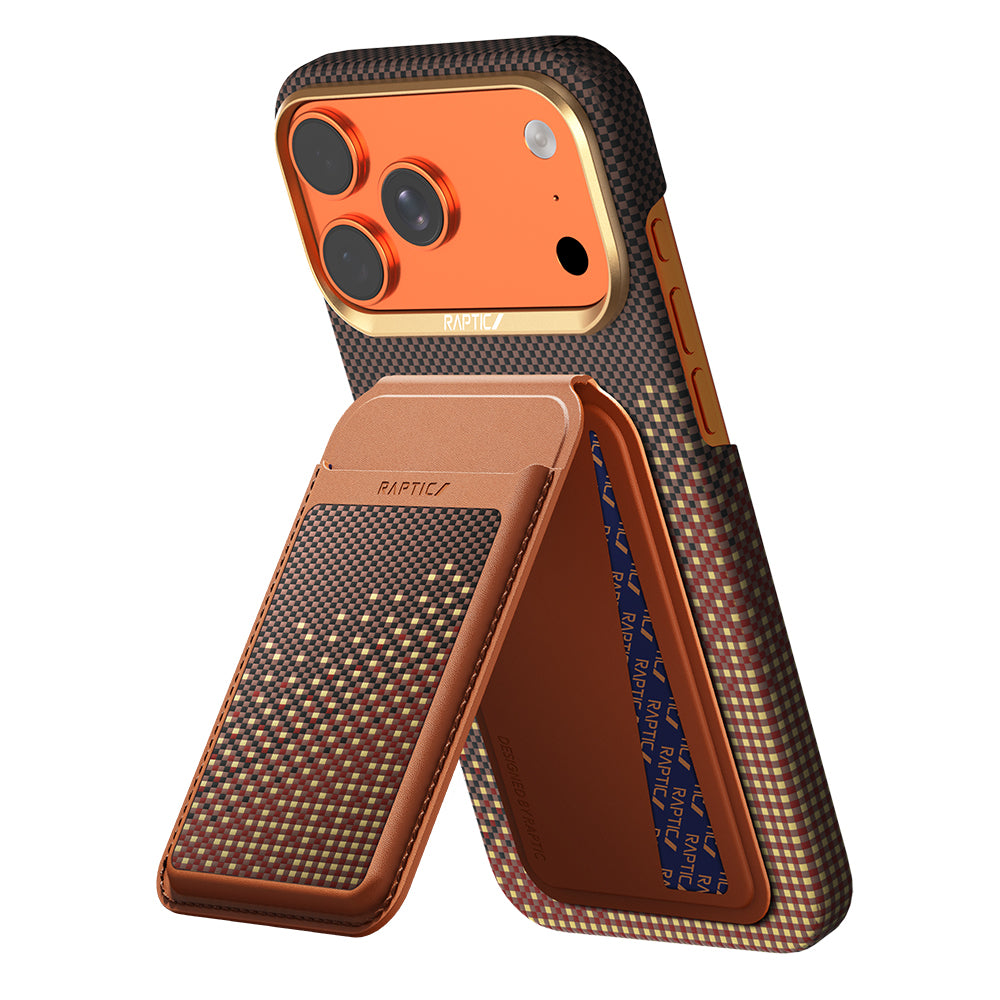 __vg|Kahverengi|3|6978373651836-04|Apple iPhone 17 Pro Max Kılıf Raptic 2in1 Bundle Kit Aramid Skin Serenity Serisi Kartlık ve Karbon Kapak