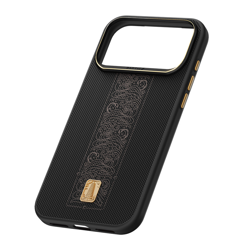__vg|Siyah|3|6978373652000-04|Apple iPhone 17 Pro Max Kılıf MagSafe Şarj Özellikli Raptic Aramid Dual Rise Serisi 24 Ayar Altın Kaplamalı Karbon Kapak