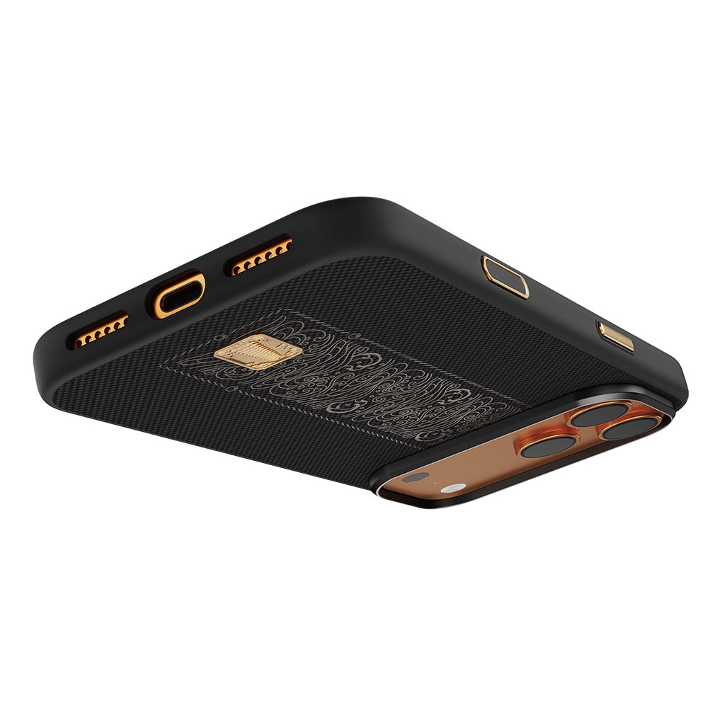 __vg|Siyah|4|6978373652000-05|Apple iPhone 17 Pro Max Kılıf MagSafe Şarj Özellikli Raptic Aramid Dual Rise Serisi 24 Ayar Altın Kaplamalı Karbon Kapak