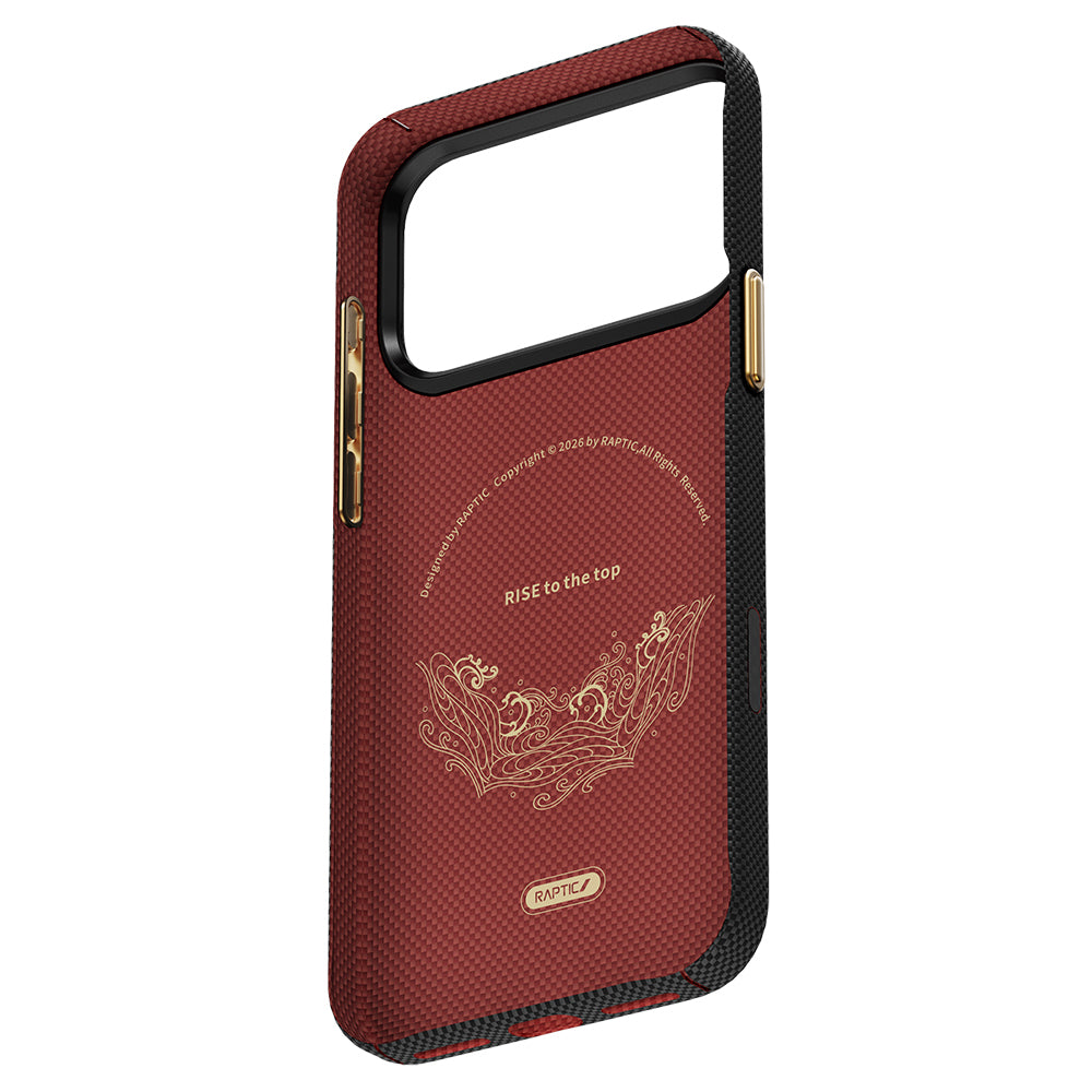 __vg|Siyah|2|6978373652031-03|Apple iPhone 17 Pro Max Kılıf MagSafe Şarj Özellikli Raptic Aramid Skin Rise Serisi 24 Ayar Altın Kaplamalı Karbon Kapak