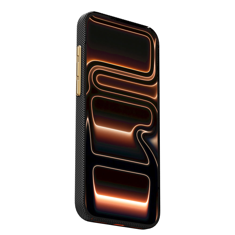 __vg|Siyah|3|6978373652031-04|Apple iPhone 17 Pro Max Kılıf MagSafe Şarj Özellikli Raptic Aramid Skin Rise Serisi 24 Ayar Altın Kaplamalı Karbon Kapak