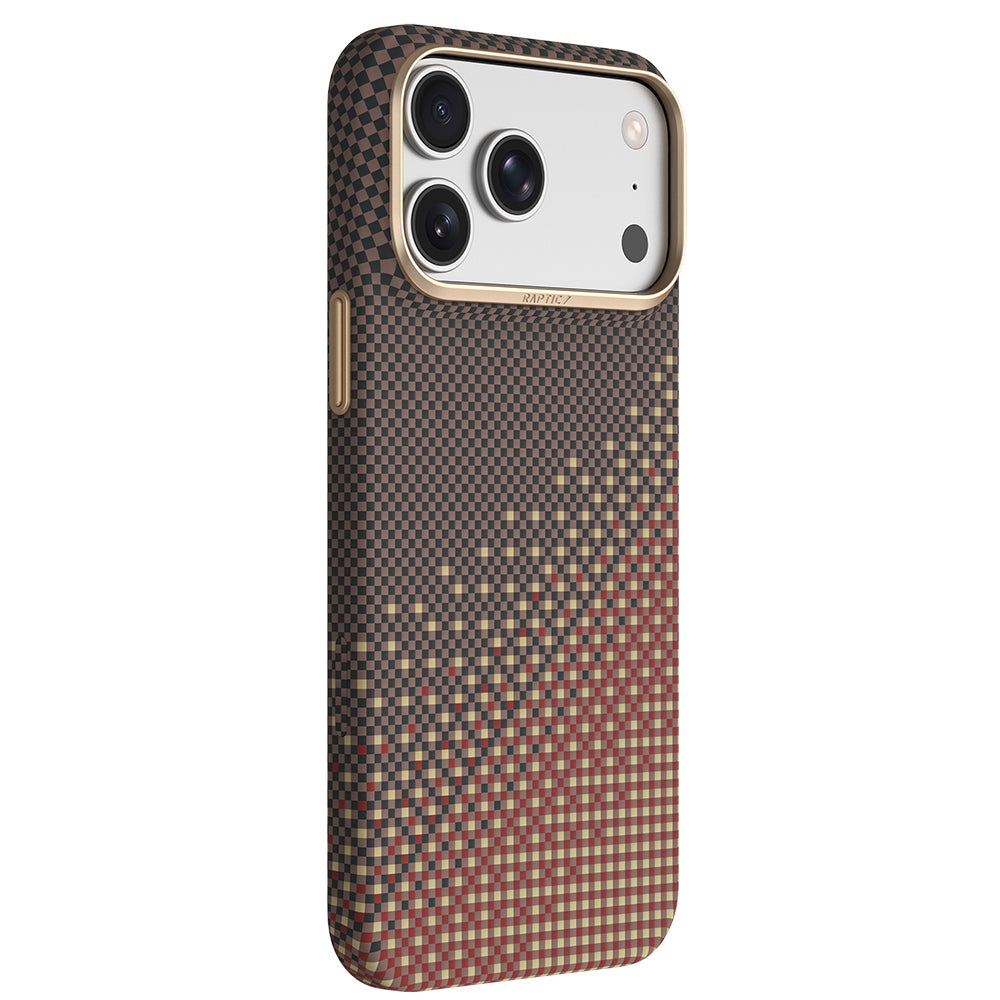 Apple iPhone 18 Pro Kılıf MagSafe Şarj Özellikli Raptic Aramid Skin Serenity Serisi Karbon Kapak - Kahverengi