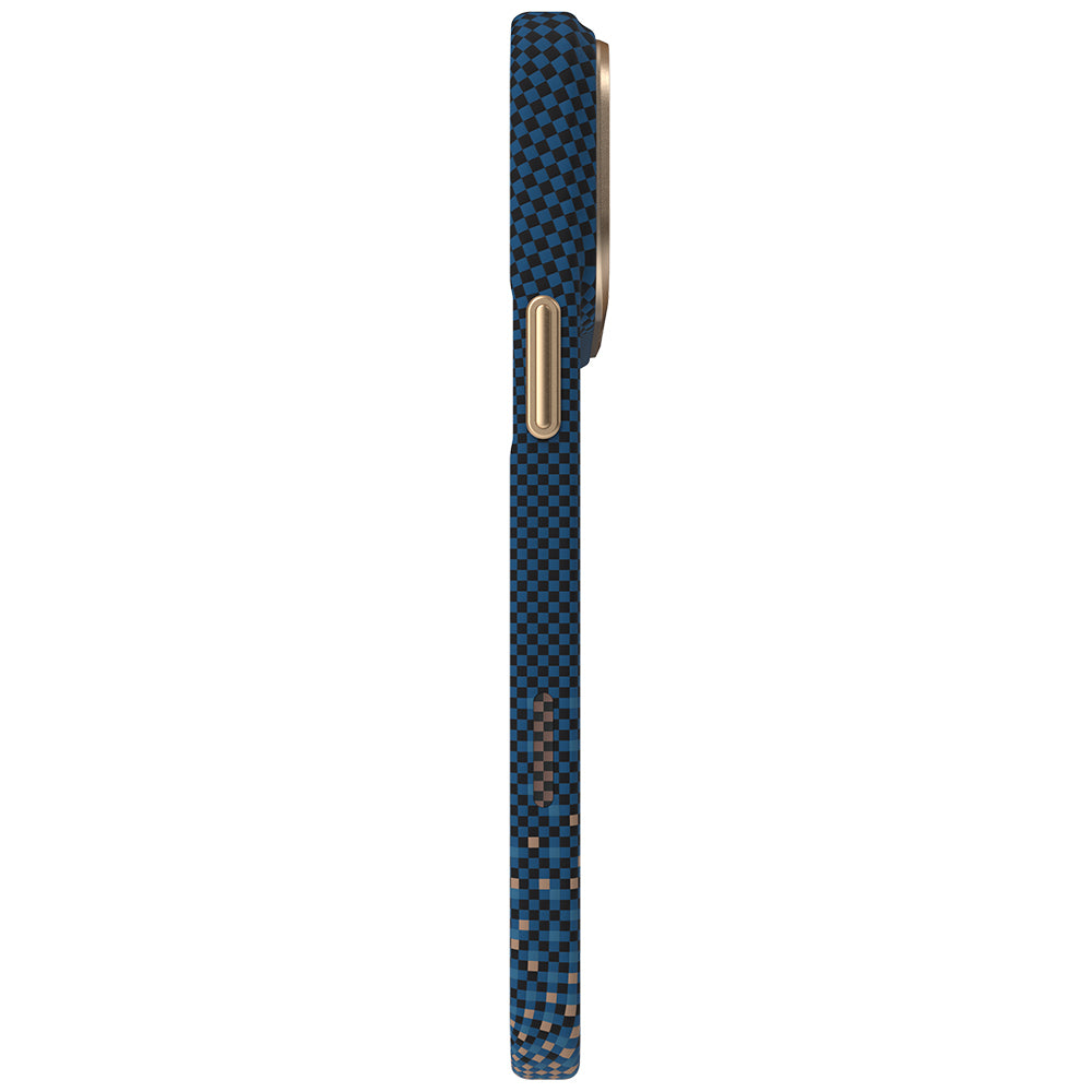 Apple iPhone 18 Pro Kılıf MagSafe Şarj Özellikli Raptic Aramid Skin Serenity Serisi Karbon Kapak - Lacivert