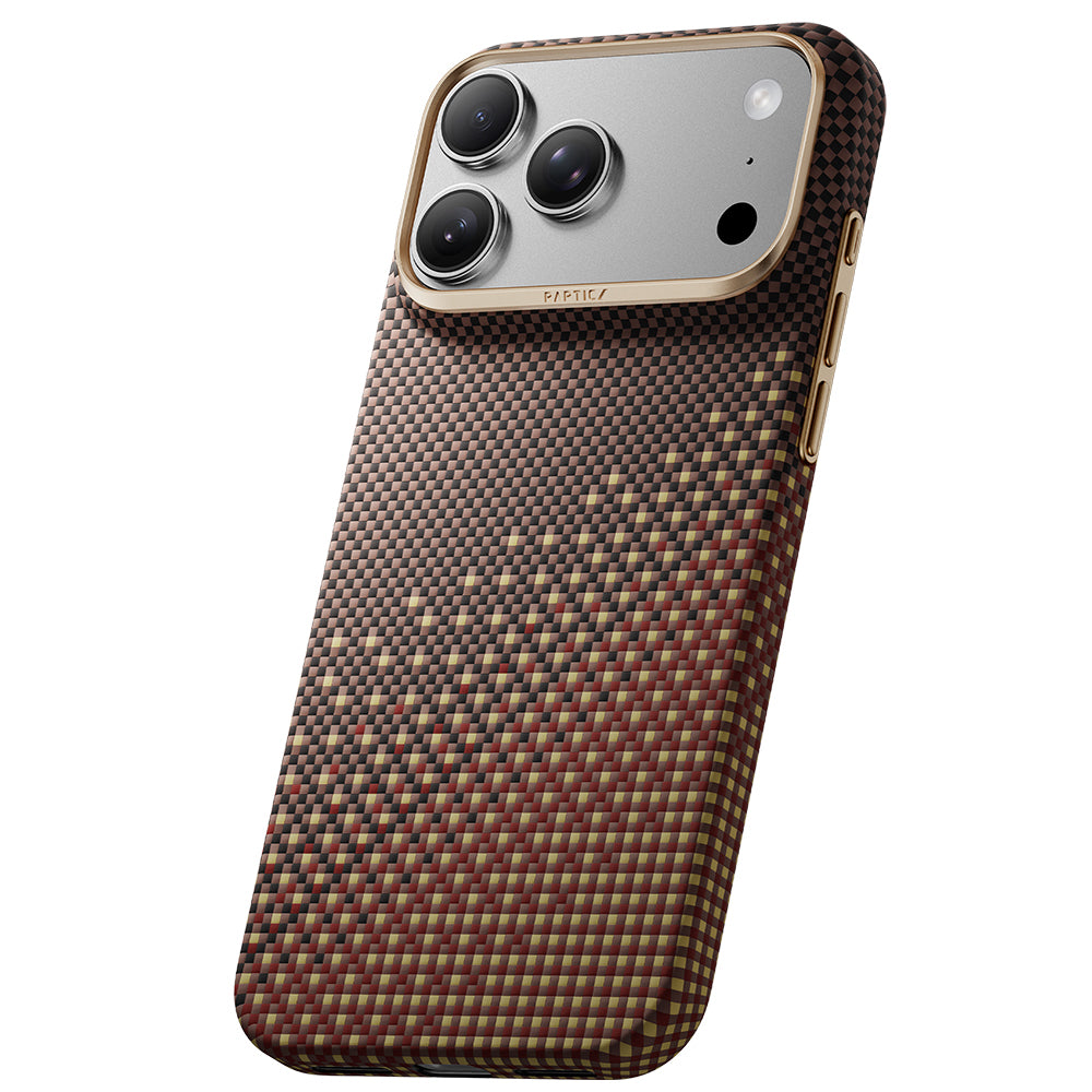 Apple iPhone 18 Pro Max Kılıf MagSafe Şarj Özellikli Raptic Aramid Skin Serenity Serisi Karbon Kapak - Kahverengi