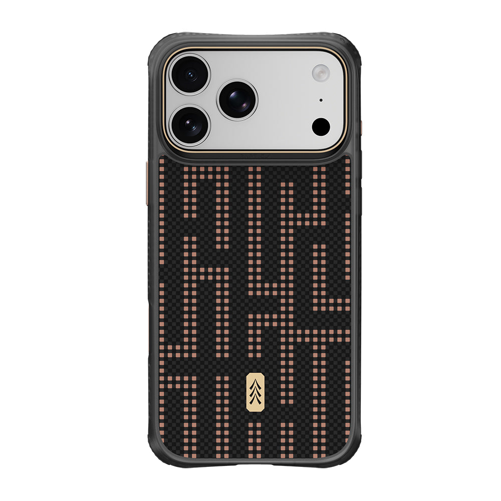 Apple iPhone 18 Pro Max Kılıf MagSafe Şarj Özellikli Raptic Aramid Dual Grid Serisi Karbon Kapak - Siyah