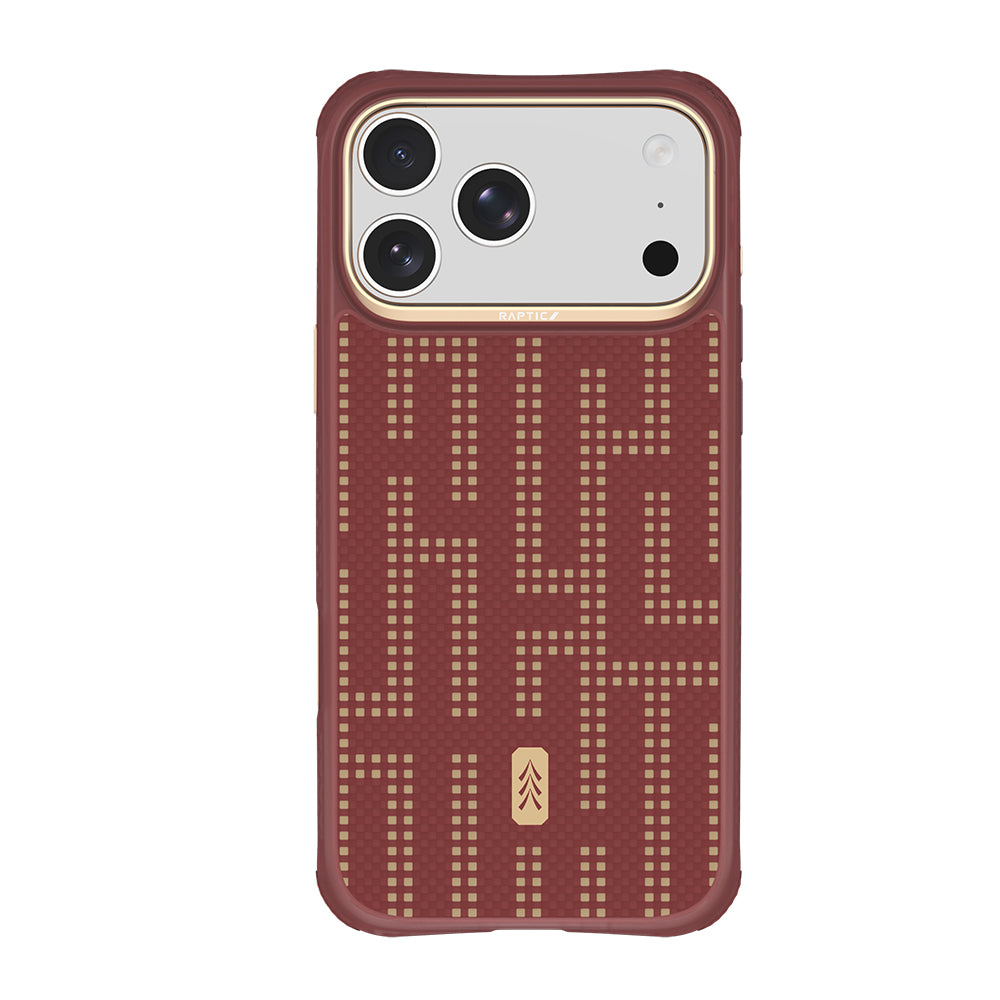 Apple iPhone 18 Pro Max Kılıf MagSafe Şarj Özellikli Raptic Aramid Dual Grid Serisi Karbon Kapak - Kırmızı