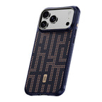 Apple iPhone 18 Pro Max Kılıf MagSafe Şarj Özellikli Raptic Aramid Dual Grid Serisi Karbon Kapak - Lacivert