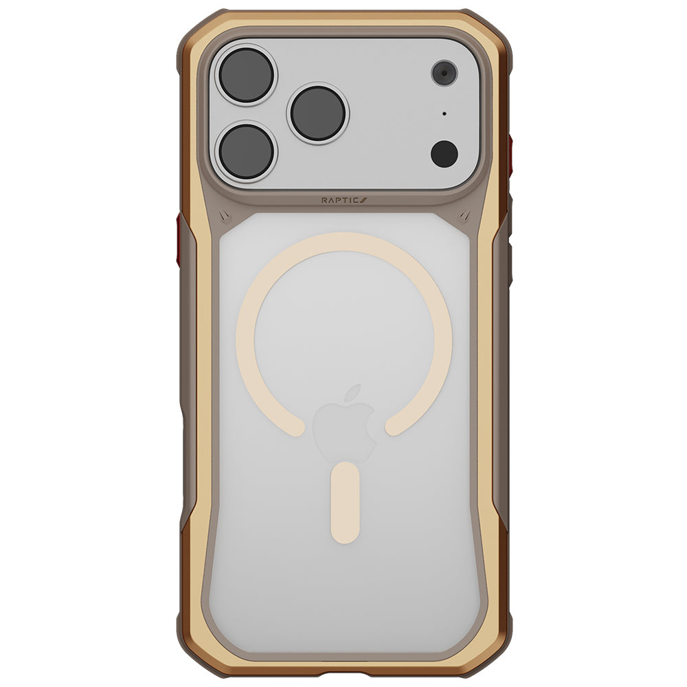 Apple iPhone 18 Pro Kılıf MagSafe Şarj Özellikli Raptic Shield Evo Serisi Airbagli Kapak - Gold
