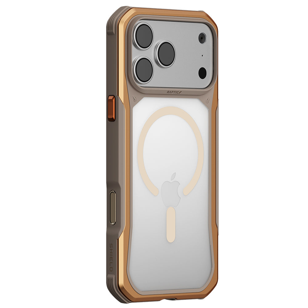 Apple iPhone 18 Pro Max Kılıf MagSafe Şarj Özellikli Raptic Shield Evo Serisi Airbagli Kapak - Gold