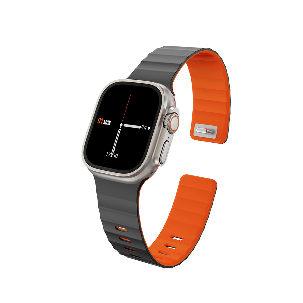 __vg|Siyah-Turuncu|2|6979107512485-03|Apple Watch 42mm Wiwu Mag Secur Serisi Silikon Kordon