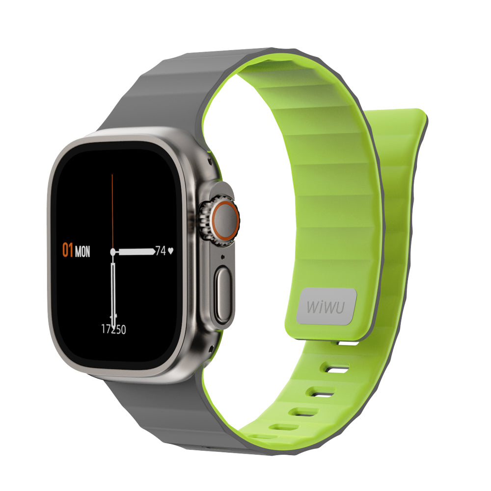 __vg|Gri-Yeşil|0|6979107512492-01|Apple Watch 42mm Wiwu Mag Secur Serisi Silikon Kordon