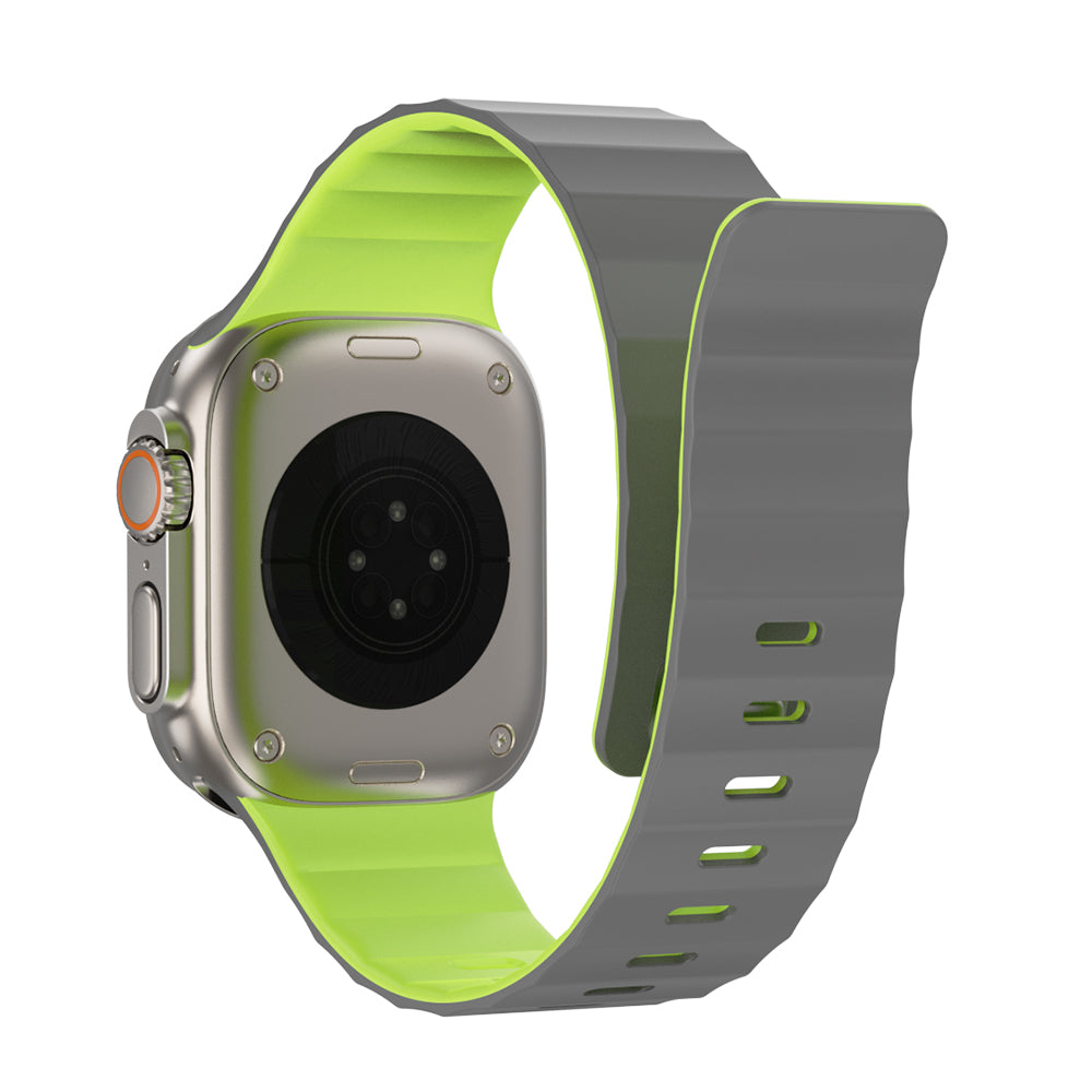 __vg|Gri-Yeşil|1|6979107512492-02|Apple Watch 42mm Wiwu Mag Secur Serisi Silikon Kordon