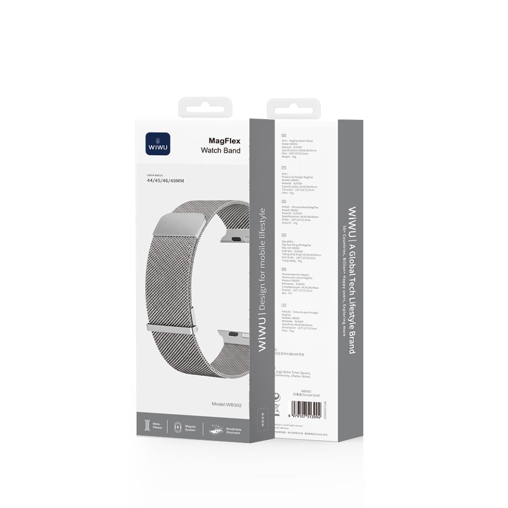 __vg|Gümüş|3|6979107514007-04|Apple Watch 42mm Wiwu MagFlex Secure Serisi Metal Kordon