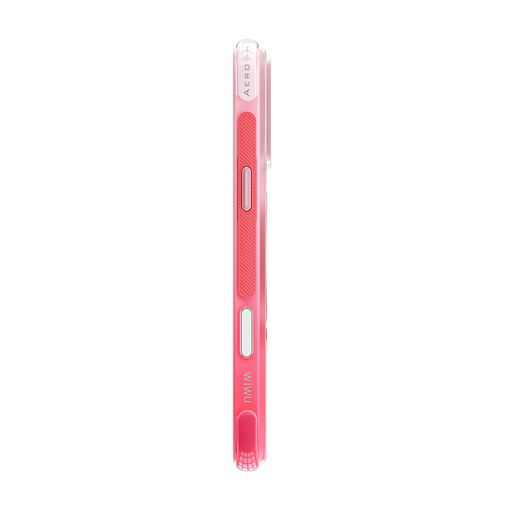 Apple iPhone 18 Pro Kılıf Wiwu AS-204 AeroShield Aurora Ultra Serisi MagSafe Şarj Özellikli Airbag Tasarımlı Standlı Kapak - Pembe
