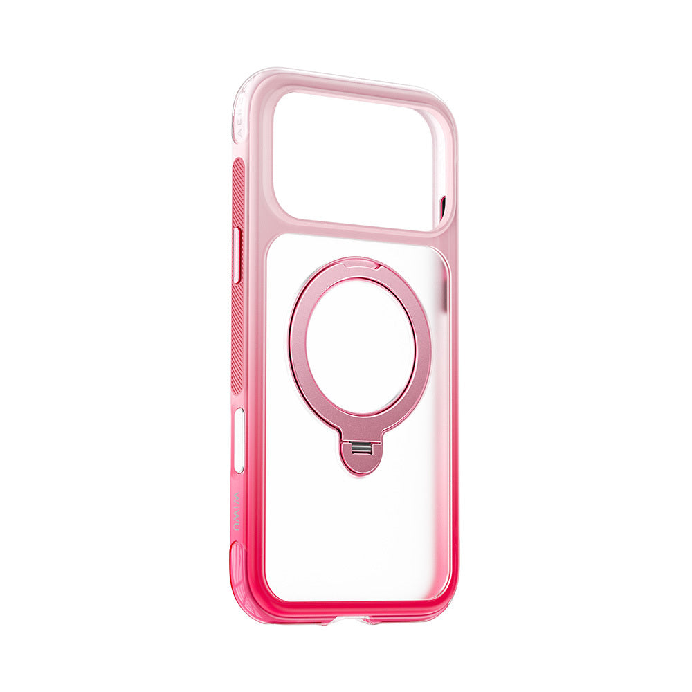 Apple iPhone 18 Pro Kılıf Wiwu AS-204 AeroShield Aurora Ultra Serisi MagSafe Şarj Özellikli Airbag Tasarımlı Standlı Kapak - Pembe