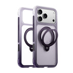 Apple iPhone 17 Pro Max Kılıf Wiwu AS-204 AeroShield Aurora Ultra Serisi MagSafe Şarj Özellikli Airbag Tasarımlı Standlı Kapak - Mor