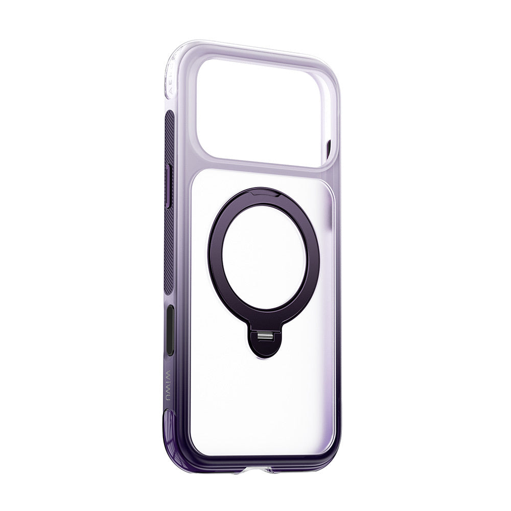 Apple iPhone 17 Pro Max Kılıf Wiwu AS-204 AeroShield Aurora Ultra Serisi MagSafe Şarj Özellikli Airbag Tasarımlı Standlı Kapak - Mor