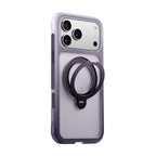 Apple iPhone 17 Pro Max Kılıf Wiwu AS-204 AeroShield Aurora Ultra Serisi MagSafe Şarj Özellikli Airbag Tasarımlı Standlı Kapak - Mor