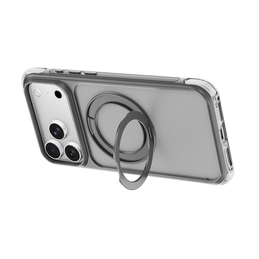 Apple iPhone 17 Pro Max Kılıf Wiwu AG-203 AeroGuard Ultra Serisi MagSafe Şarj Özellikli Airbag Tasarımlı Standlı Kapak - Gri