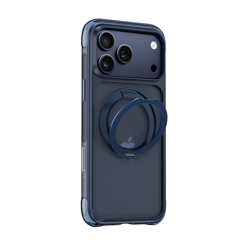 Apple iPhone 17 Pro Max Kılıf Wiwu AG-203 AeroGuard Ultra Serisi MagSafe Şarj Özellikli Airbag Tasarımlı Standlı Kapak - Lacivert